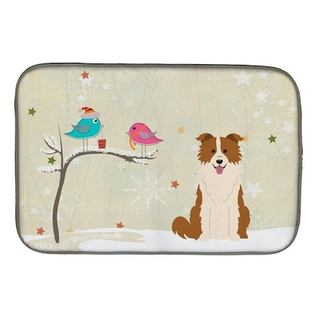 Carolines Treasures Carolines Treasures BB2591DDM Christmas Presents Between Friends Border Collie Red White Dish Drying Mat BB2591DDM
